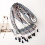 women Cotton Linen Scarf staler shawl hijab yitao 10 muffler beige blue