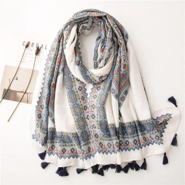 women Cotton Linen Scarf staler shawl hijab yitao 10 muffler beige blue