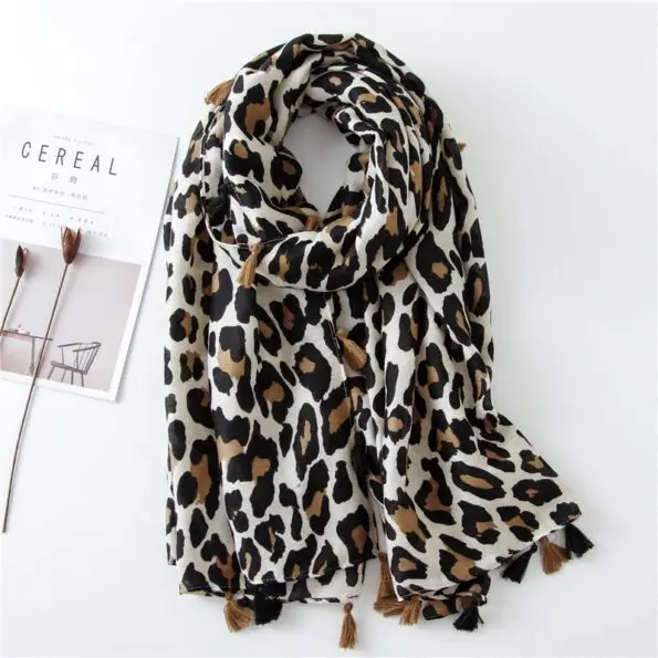 women Cotton Linen Scarf staler shawl hijab yitao 8 leopard print