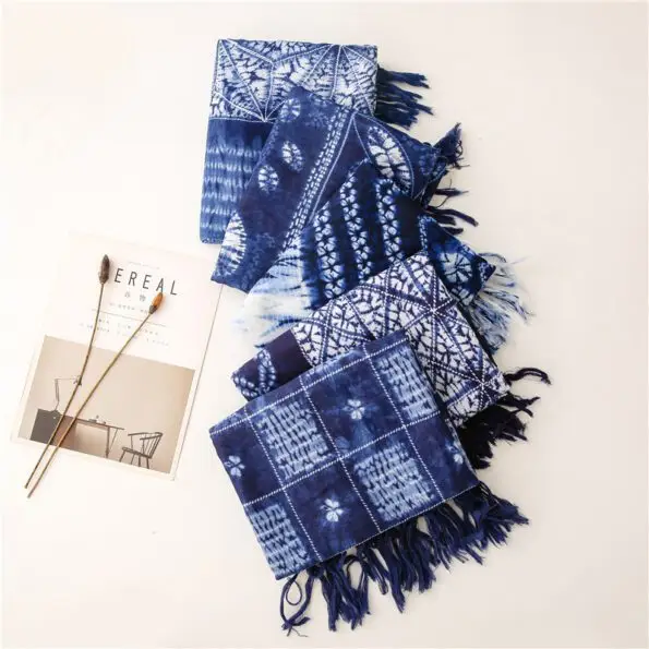 women Cotton Linen Scarf staler shawl yitao 4 tie and dye