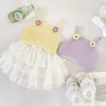 0-3 years girl sling suit summer thin vest White lace cake princess skirt pants two-piece set youyo 13