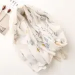 women Cotton Linen Scarf staler shawl yitao 5 beige floral
