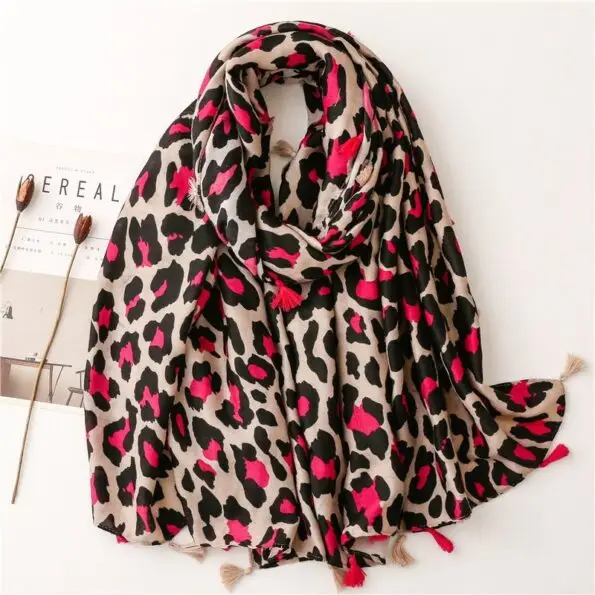 women Cotton Linen Scarf staler shawl hijab yitao 8 leopard print a