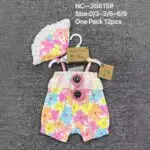Baby girl boxer romper with slings, hat and glasses 3pcs Set Dikar 7