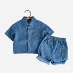 ins style summer comfortable denim shirt short-sleeved pants suit youyo 33