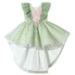 Performance green Pink Butterfly Sleeves Sequence swallowtail Frock Dovea 1