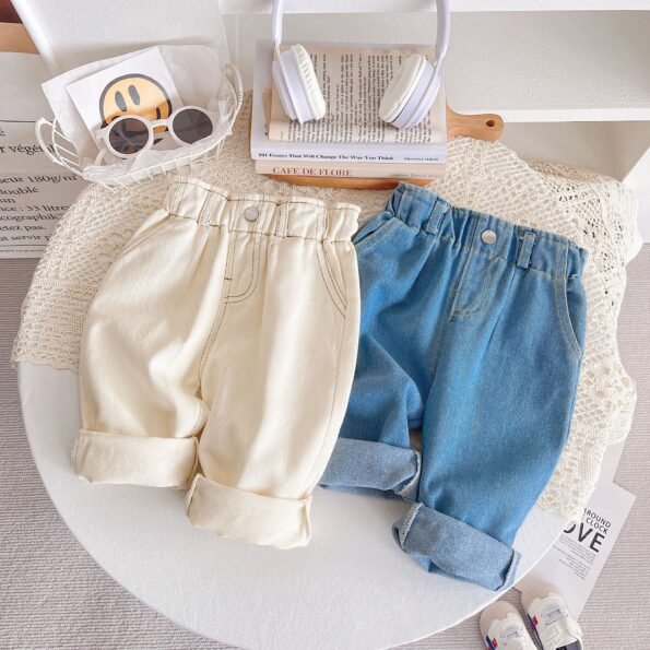 Solid color jeans Korean style high waist Baby casual pants youyo 19