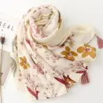 thickened satin elegant fresh beige flower tassel shawl yitao 20