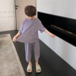 Boys summer short-sleeved ice silk thin two-piece suit trendy jimo 4-0-cib.jpg