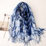 women Cotton Linen Scarf staler shawl yitao 4 tie and dye