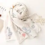 women Cotton Linen Scarf staler shawl yitao 5 beige floral