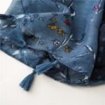 Literary blue small floral scarf travel seaside long sunscreen beach towel yitao 19