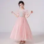 Sequin Body bubble sleeve long mesh Gown dovea 6