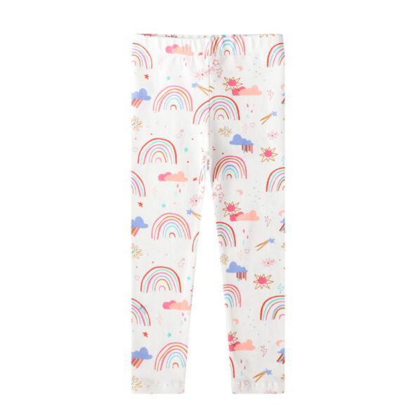 Rainbow, sun, clouds Cotton Stretch tights jumping 3
