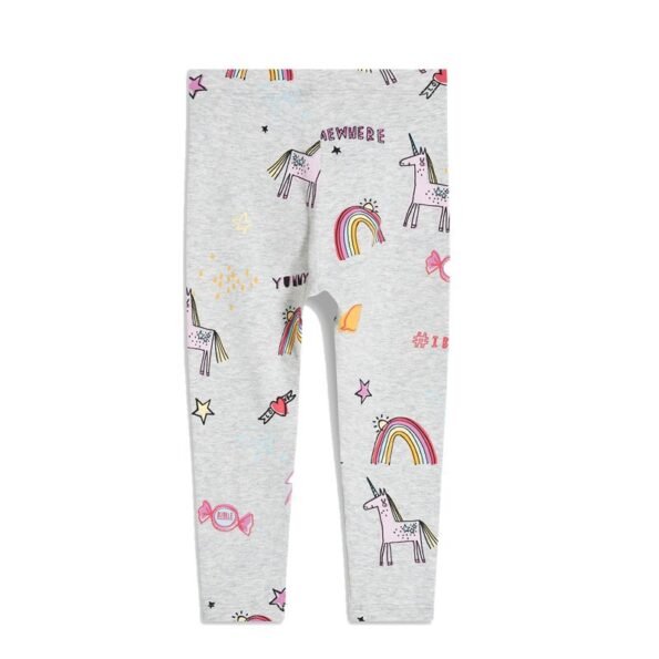 Light Gray unicorn rainbow candy print girl Tights jumping 21