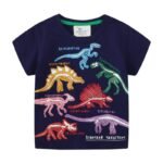 Luminous dinosaur boys short-sleeved T-shirt jumping meter (1)