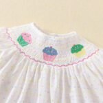 Summer Puff Sleeves Colorful Dots Cotton Cake Embroidery frock tyoue 3