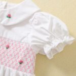 New summer retro embroidered white cotton short-sleeved dress tyoue 11