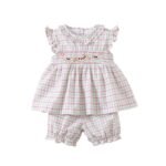 baby girl cotton summer frock and shorts 2 pcs set tyoue d1