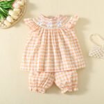 baby girl cotton summer frock and shorts 2 pcs set tyoue d2
