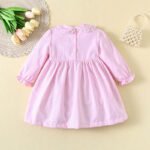 Boat embroidery skirt pink / blue striped Frock tyoue a8