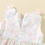 Summer Cute Bunny Embroidery Mesh Cotton light color floral Print Dress tuoye 16