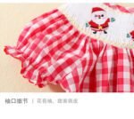 Christmas Snow man hand embroidery red plaid A-line frock tuoye 19
