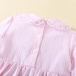 Boat embroidery skirt pink / blue striped Frock tyoue a8
