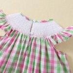 Green pink plaid pink elephant embroidery Handmade smoking dress tyoue 18