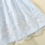 Girls flying sleeve blue plaid skirt cute bear embroidery frock tuoye 6