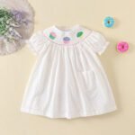 Summer Puff Sleeves Colorful Dots Cotton Cake Embroidery frock tyoue 3