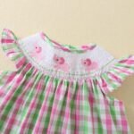 Green pink plaid pink elephant embroidery Handmade smoking dress tyoue 18