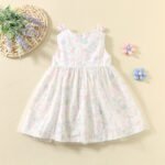 Summer Cute Bunny Embroidery Mesh Cotton light color floral Print Dress tuoye 16