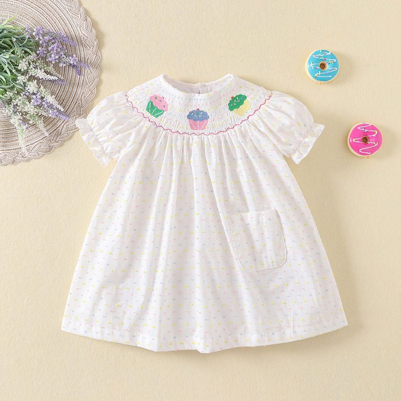 Summer Puff Sleeves Colorful Dots Cotton Cake Embroidery frock tyoue 3 Summer Puff Sleeves Colorful Dots Cotton Cake Embroidery frock tyoue 3