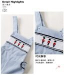 Summer British style Cotton short-sleeved shirt and embroidery bear smoking overalls two-piece suit tyoue b1