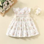 Baby girl bow bear print dress cute handmade smoking dress tuoye 14-0-cib.jpg