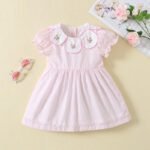 Handmade flower embroidered petal collar and puff sleeves frock tyoue 23