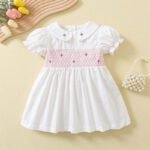 New summer retro embroidered white cotton short-sleeved dress tyoue 11