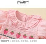 Summer cotton breathable strawberry smokin embroidery pattern plaid skirt tuoye 15