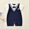 Navy blue [gentleman's badge short-sleeved jumpsuit]