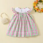 Green pink plaid pink elephant embroidery Handmade smoking dress tyoue 18