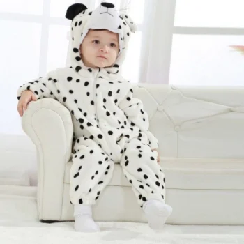 MICHLEY Children baby flannel animal crawling jumpsuit clothes Snow Leopard Climbing Suit
