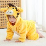 MICHLEY cross-border children&apos;s flannel crawling clothes infant animal jumpsuit Creeper Giraffe