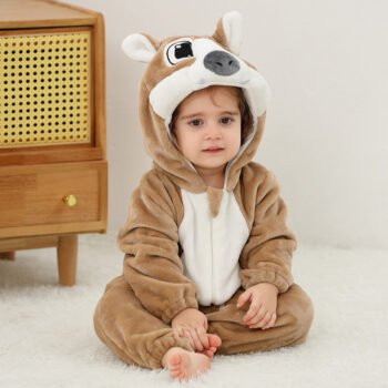 MICHLEY autumn and winter flannel crawling clothes children A-class flannel animal jumpsuit Crawling Suit Swift Wolf