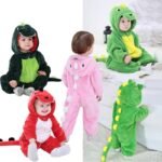 Michley flannel children&apos;s climbing clothes infant dinosaur jumpsuit