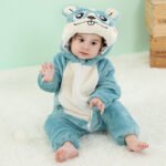 MICHELY flannel children&apos;s jumpsuit baby ins style  Blue hamster in crawling clothes