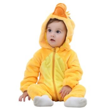 MICHLEY Children baby flannel animal crawling jumpsuit clothes New Yellow Duck Crawling Suit