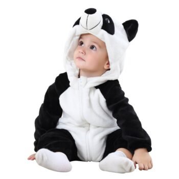 MICHLEY Children baby flannel animal crawling jumpsuit clothes New Panda Climbing Suit